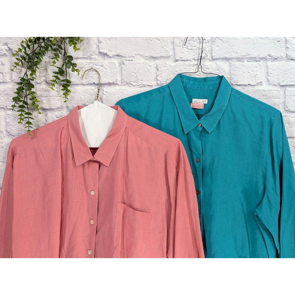 LINEN LOT 2🌿J Jill Love XL Long Sleeve Shirt Button Blouse Chic Minimalist Luxe